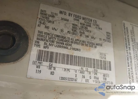 2006 Lincoln Navigator Luxury/Ultimate from USA, damaged, VIN 5LMFU28596LJ18283